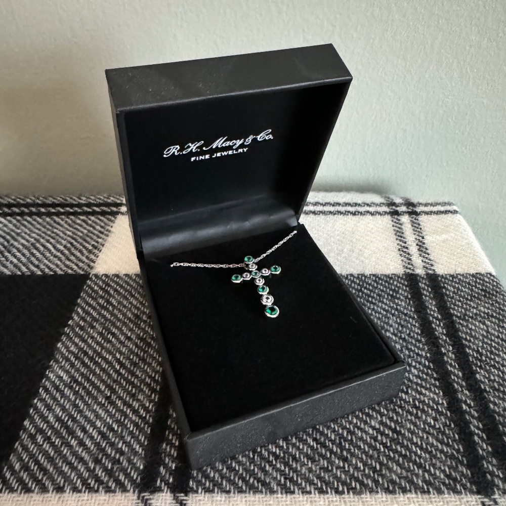 Emerald Cross Necklace